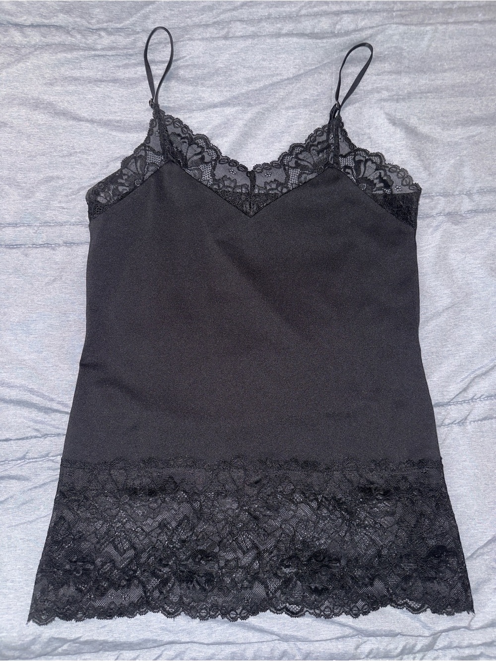 White House Black Market Black Lace Trim Camisole Tank